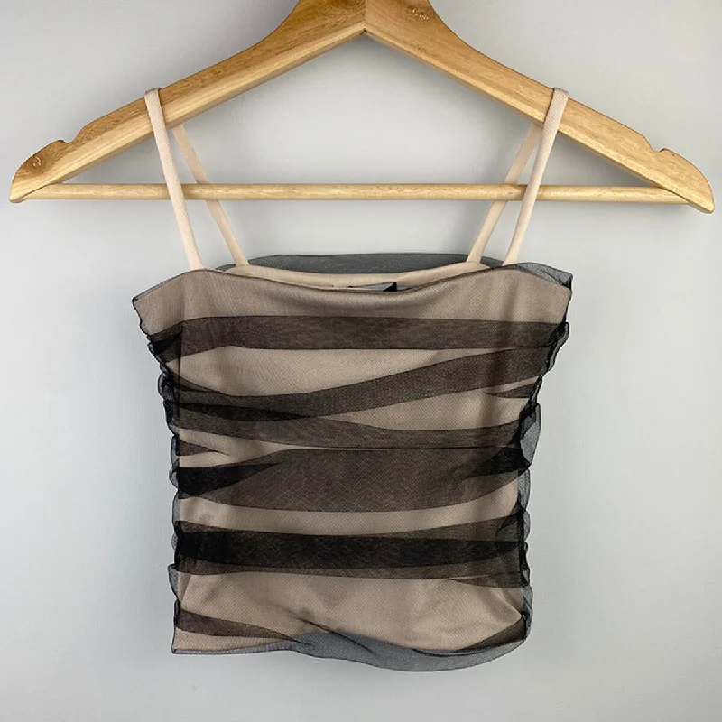 If So  Black Mesh Tube Tank mesh tank top