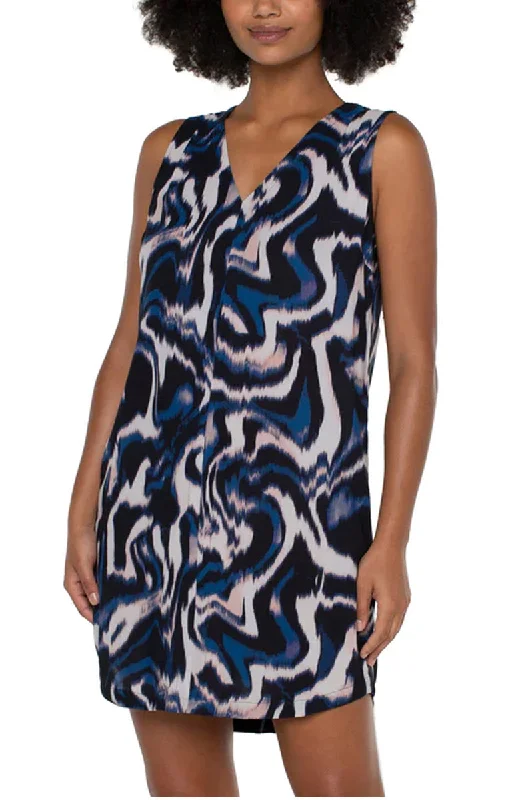 Liverpool Sleeveless Double V-Neck Woven Dress Tunics Sophisticated sleek