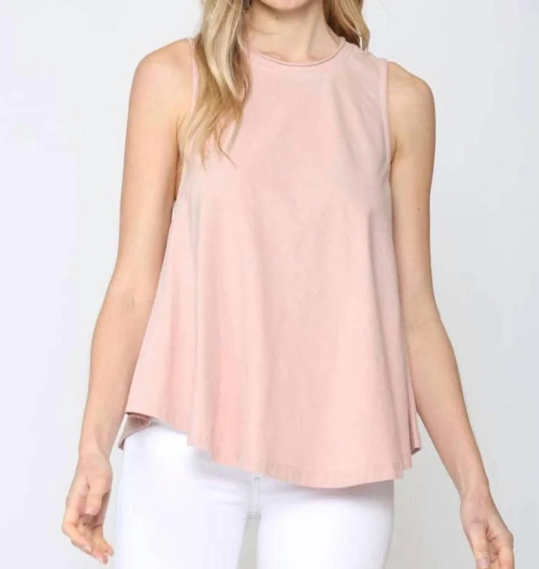 Jersey Cotton Flowy Tank In Pink yoga tank top
