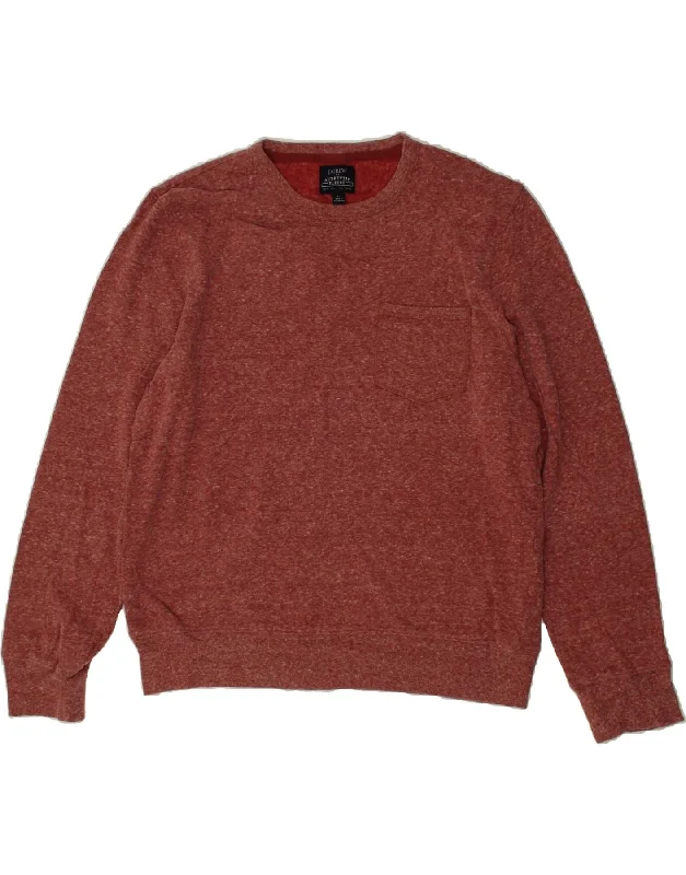J. CREW Womens Crew Neck Jumper Sweater UK 14  Medium Red Cotton Layered Multi-layer Single Layer