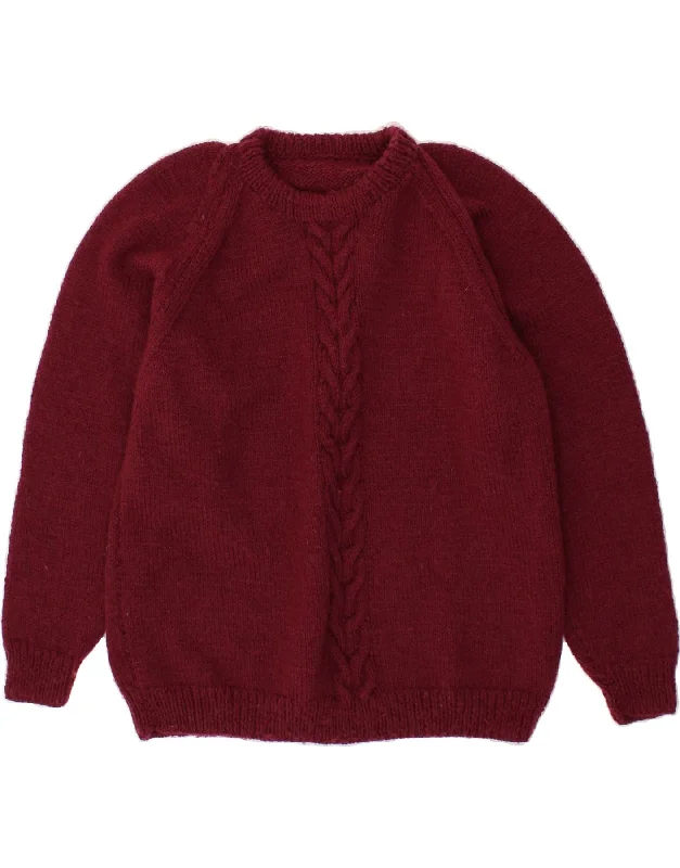 VINTAGE Womens Crew Neck Jumper Sweater UK 16 Large Maroon Iron Safe Non-Iron Wrinkle Free