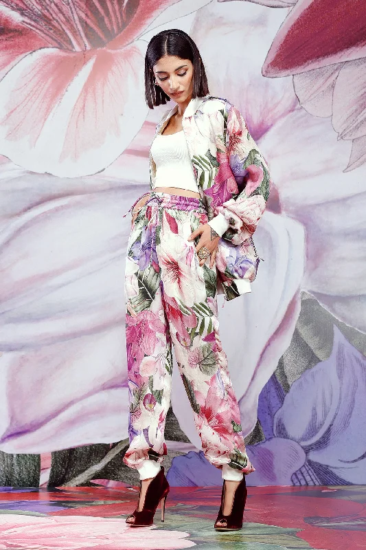 Printed Joggers Pants Trendy Wide-Legged Trousers