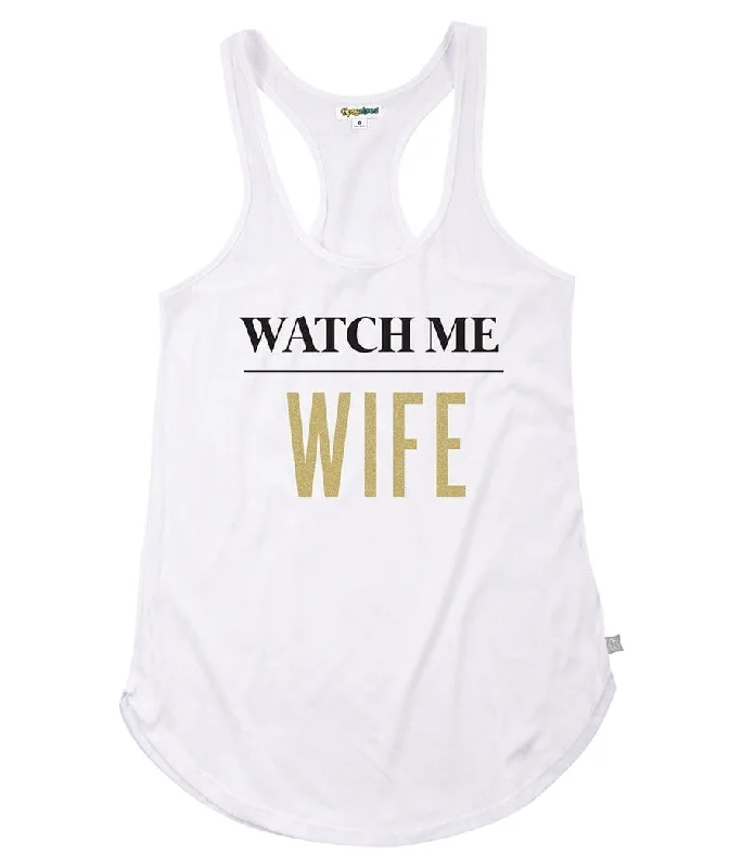 Women's White Watch me Wife Tank Top beige tank top