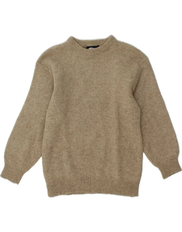 VINTAGE Womens Crew Neck Jumper Sweater UK 12 Medium Beige Wool Spandex Rayon Corduroy VINTAGE Womens Crew Neck Jumper Sweater UK 12 Medium Beige Wool Spandex Rayon Corduroy