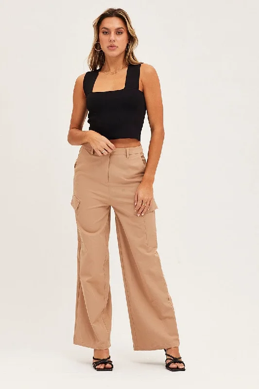 Beige Cargo Pant Fashionable Jogger Pants