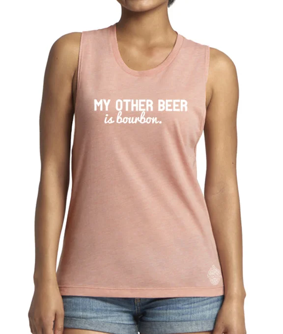 My Other Beer is Bourbon- Women's Tanks lemon yellow tank