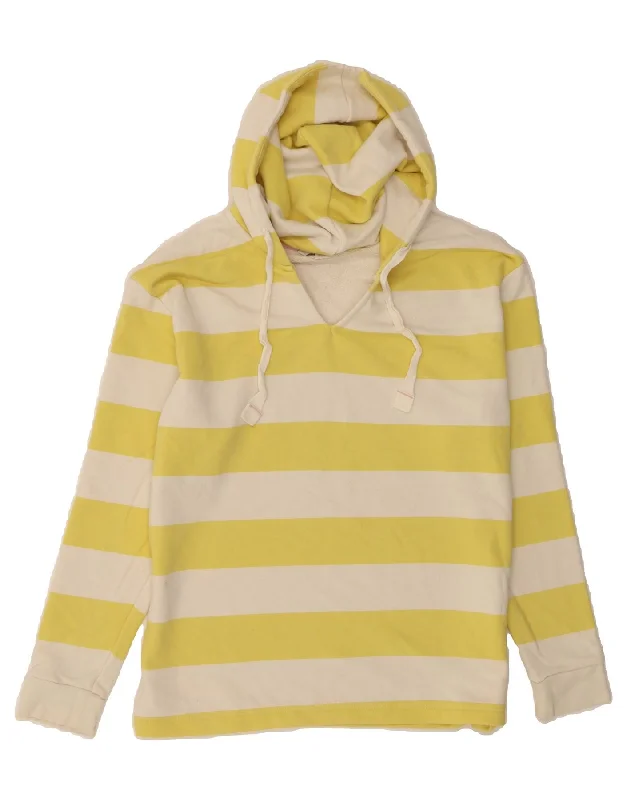 BODEN Womens Hoodie Jumper UK 10 Small Yellow Colourblock Cotton Hoodie with Side Slits Relaxed Casual