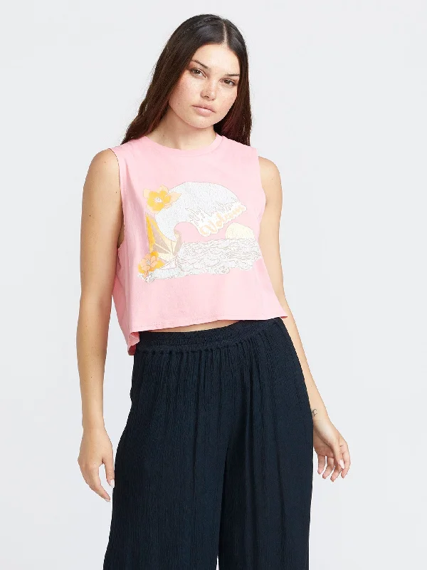 Stone Hour Crop Tank - Guava sheer tank top