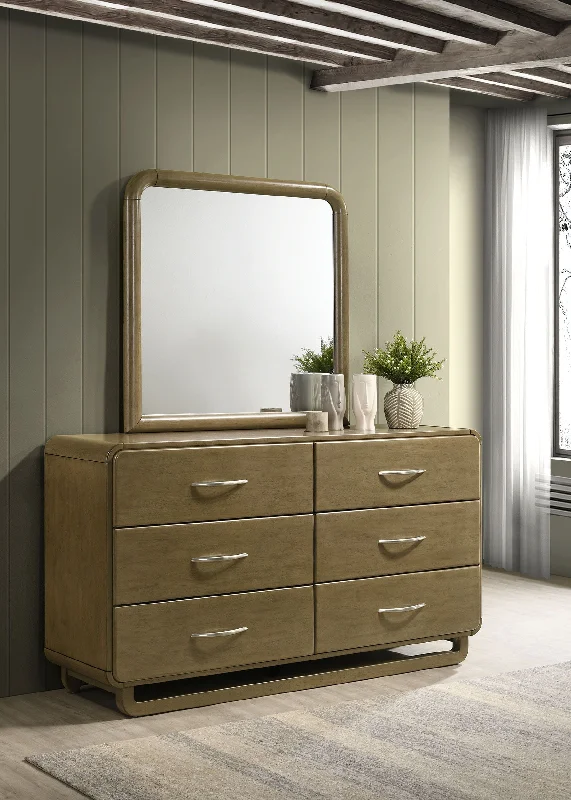 Amsbury - 6-Drawer Dresser And Mirror - Nutmeg Tunic Top Casual