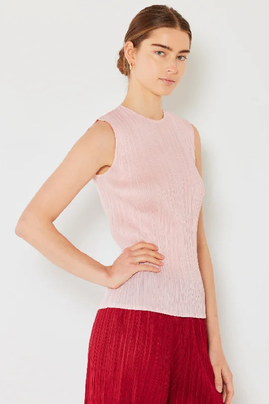 Pleated Sleeveless Crewneck Tank modal blend tank