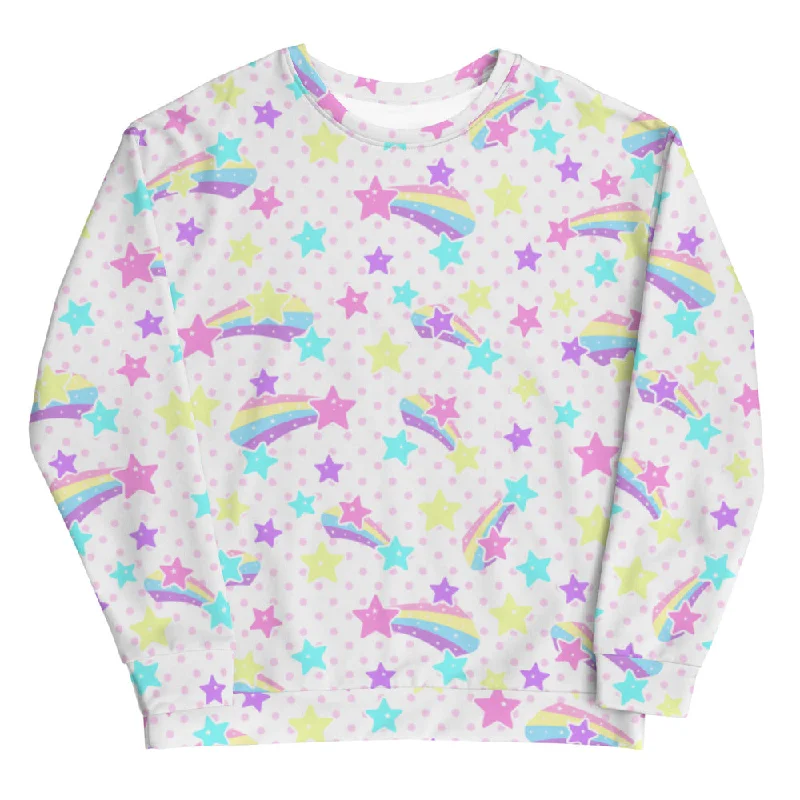 Starry Party White Unisex Sweatshirt Hoodie with Rhinestones Sparkly Elegant