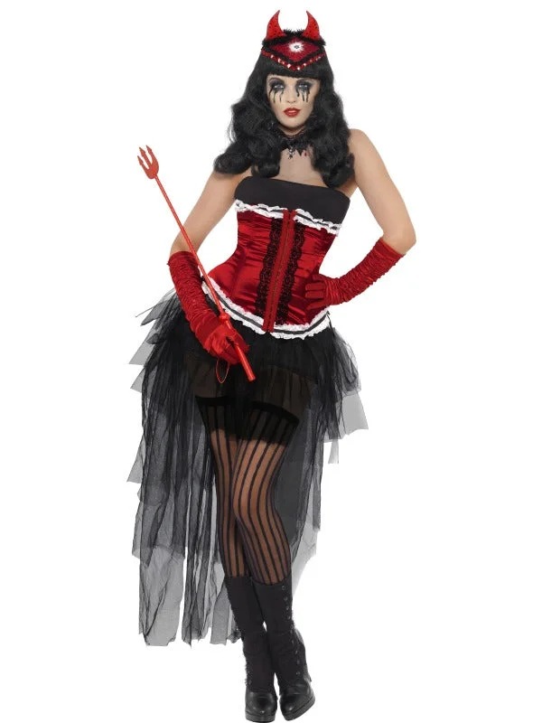 Ladies Diva Devil Fancy Dress Demonique De Vil Costume Tunics Summer linen