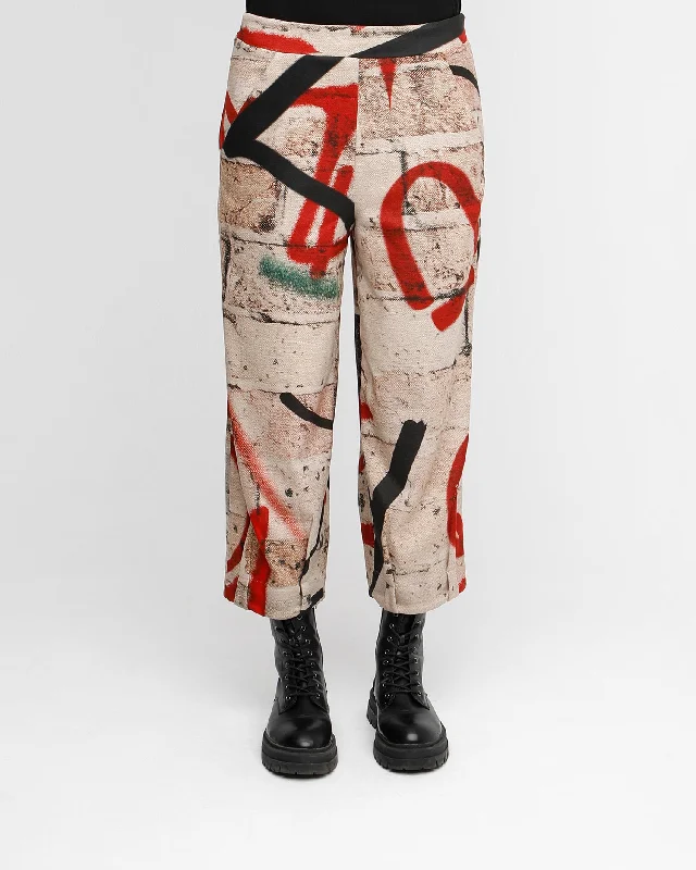 Ozai N Ku Sidewalk Pants, Graffiti Soft Stretch Trousers