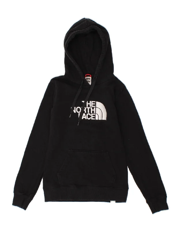 THE NORTH FACE Womens Graphic Hoodie Jumper UK 6 XS Black Cotton Hoodie with Crew Neck Simple Timeless