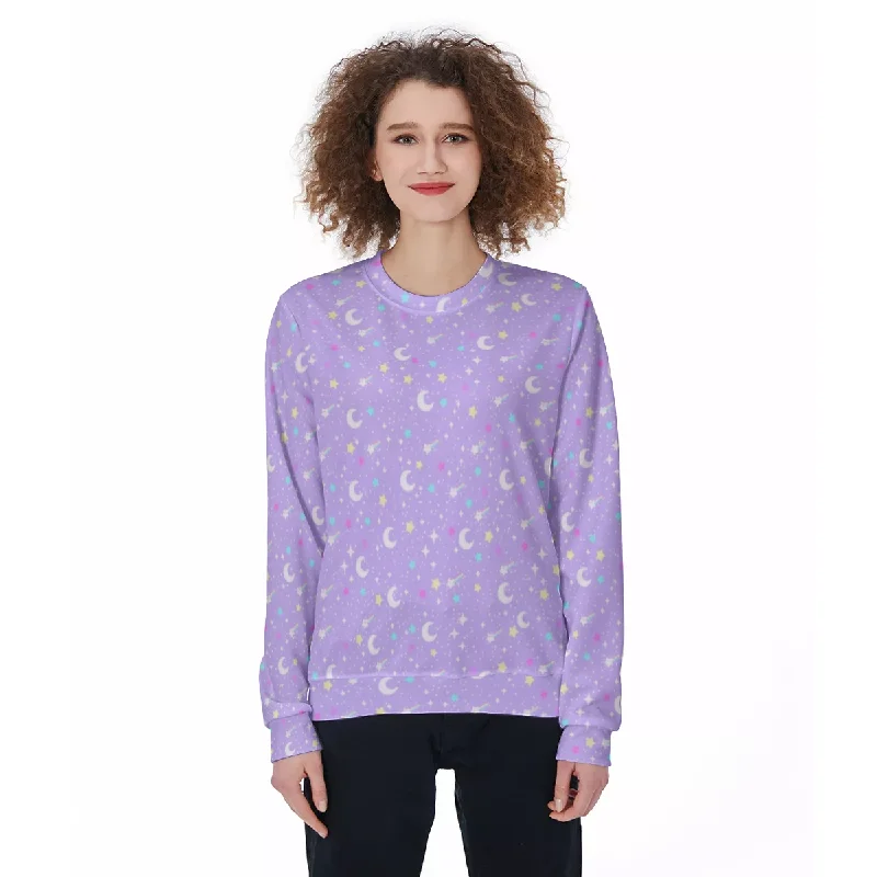Starry Glitter Purple Unisex Cozy Sweatshirt Hoodie Sweatshirt Pullover