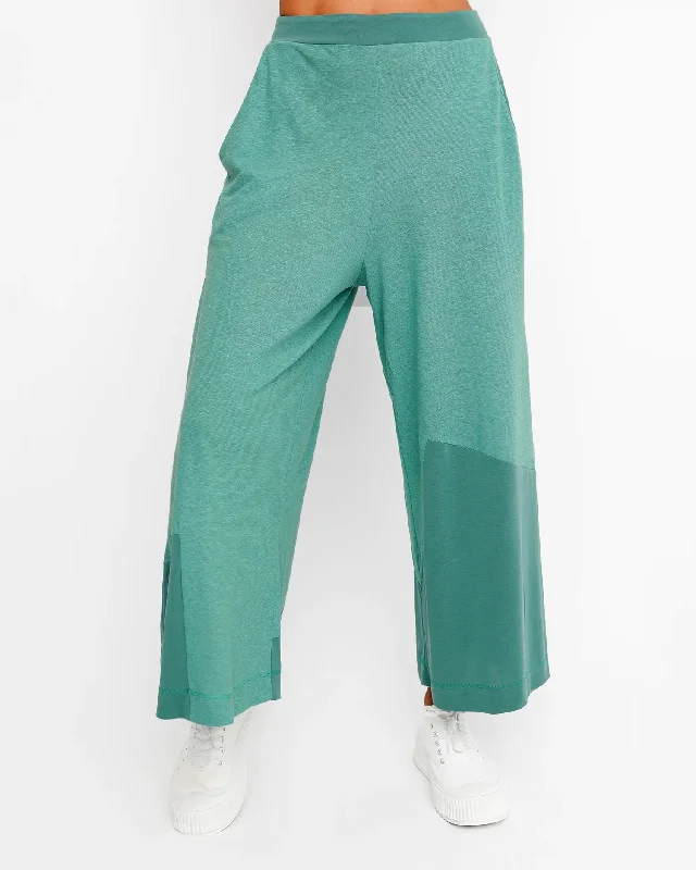 Ozai N Ku Cropped Wide Leg Pants, Green Classic Straight Pants