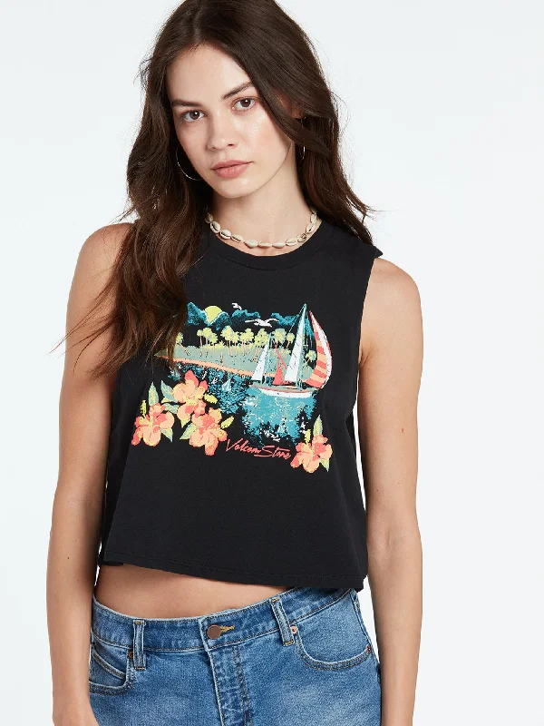 Stone Hour Crop Tank - Black breathable tank top