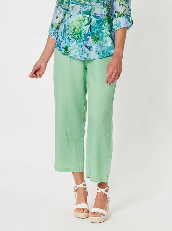 Lara Linen Wide Leg Pant - Mint Soft Sweatpants Style