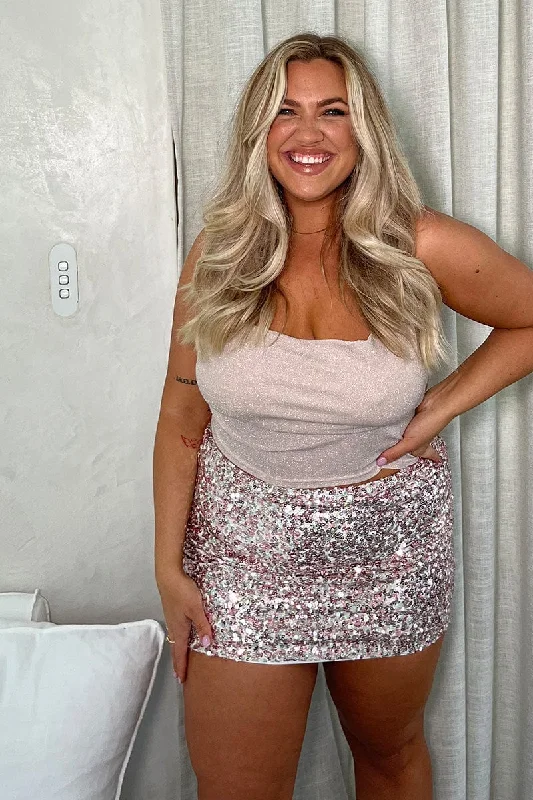 Gold Sequin Mini Skirt satin skirt smooth