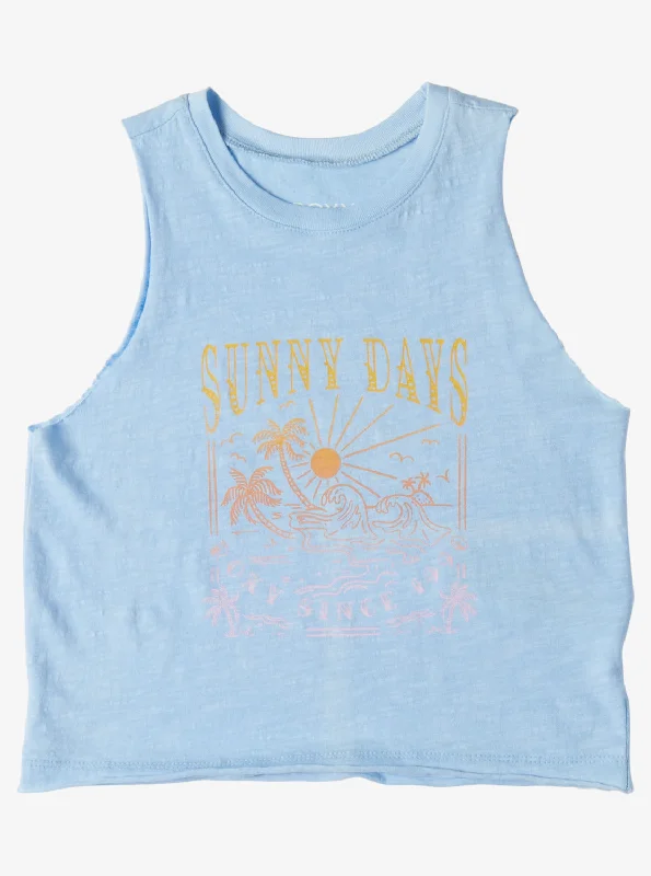 Girls 4-16 Sunny Days Muscle Tank Top - Bel Air Blue vibrant tank top