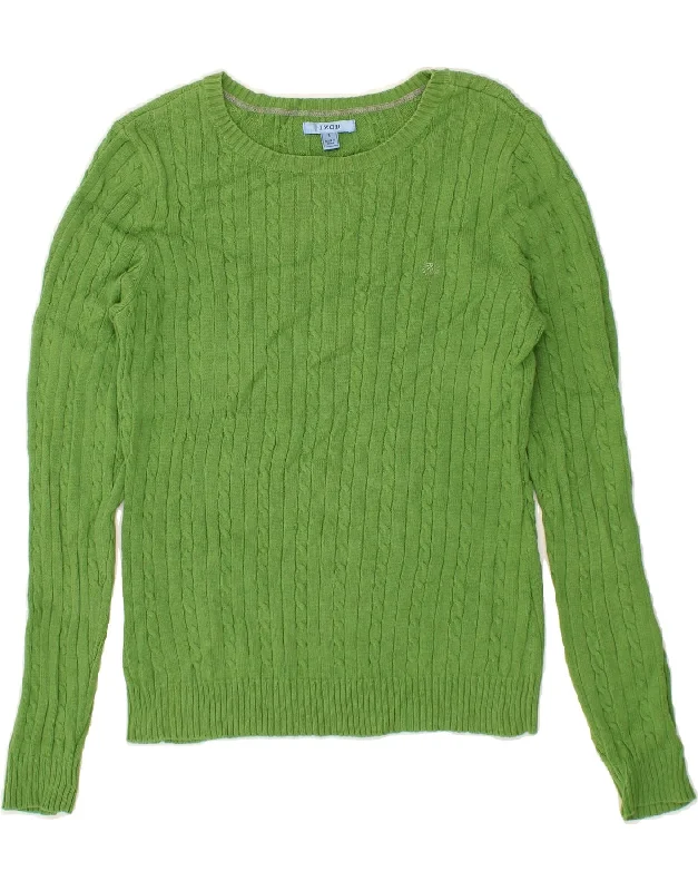 IZOD Womens Boat Neck Jumper Sweater UK 10 Small Green Cotton Long Sweater Short Sweater Cropped Sweater