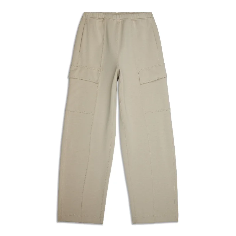 -Blend Double-Knit Mid-Rise Cargo Pant - Resale Stylish Paperbag Waist Pants