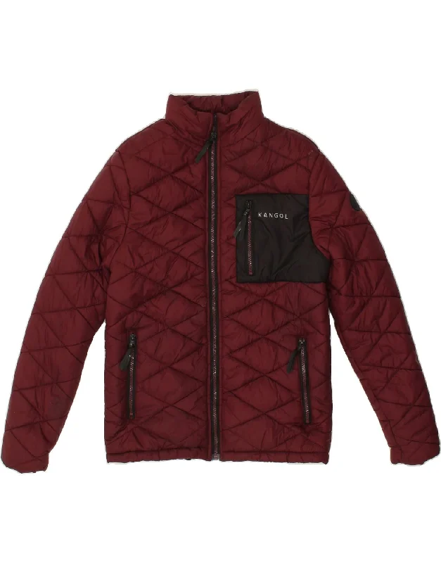 KANGOL Womens Padded Jacket UK 10 Small Burgundy Nylon Anorak Shell Jacket Lightweight Jacket