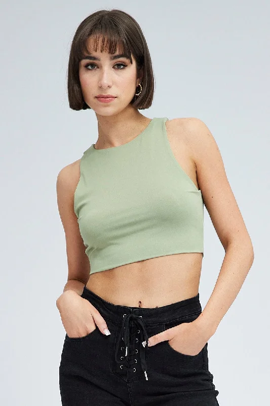 Green Tank Top Crew Neck Supersoft peach tank top