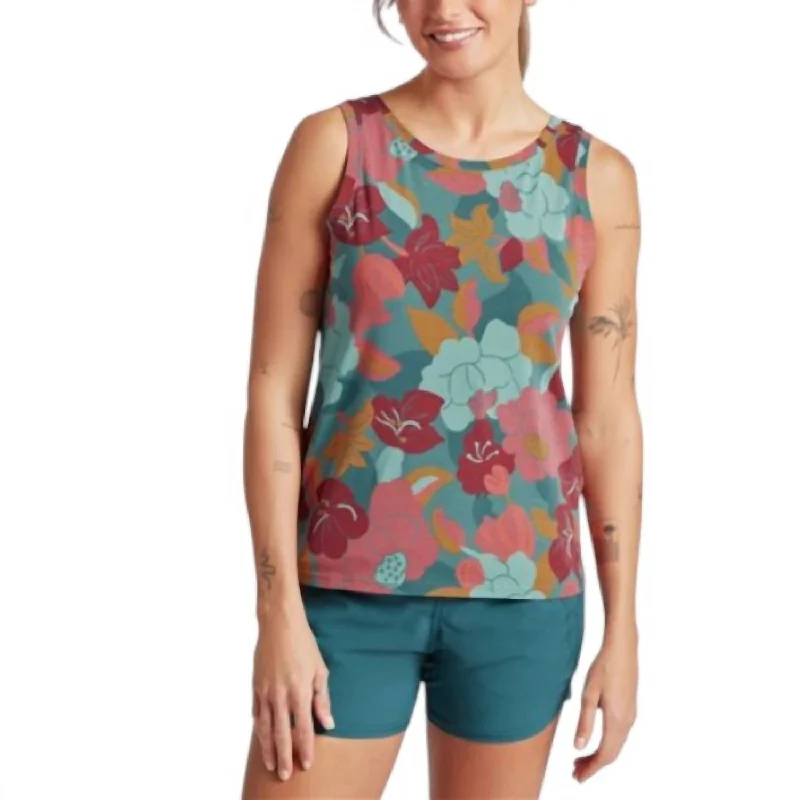 Women's Neha High Neck Tank Top In Hydra Oversize Floral tie dye tank