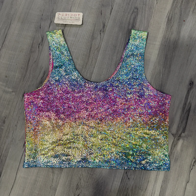 SALE - XL - Crop Tank Top - Rainbow Avatar teal tank top