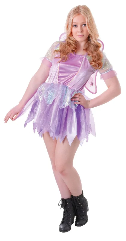 Fantasy Fairy Dress with Purple Wings Costume Teen 12 - 15 Years Tunics Stylish elegant