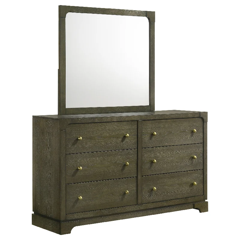 Gran Park - 6-Drawer Dresser And Mirror - Dark Cocoa Tunics Luxurious premium