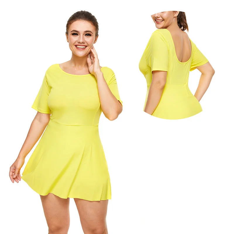 Tennis Sport Backless Dress with Safety Pants Chic Slim Fit Pants