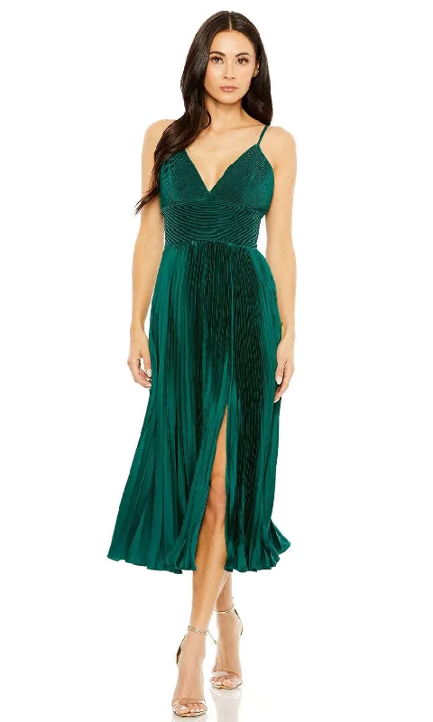 Ieena Duggal 49721 - Satin Pleated Midrise Dress Square Neckline Feminine