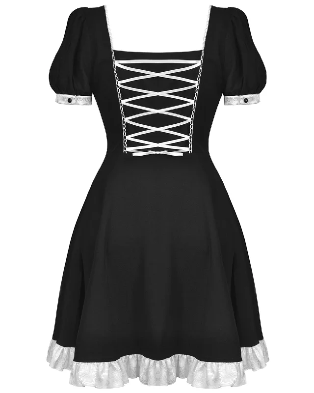 Dark In Love Gothic Lolita Doll Ribbon Bow Dress - Black & White Tunics Chic fashionable Dark In Love Gothic Lolita Doll Ribbon Bow Dress - Black & White Tunics Chic fashionable