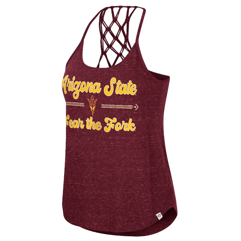 ASU Ladies Macrame Tank MRN coral tank top