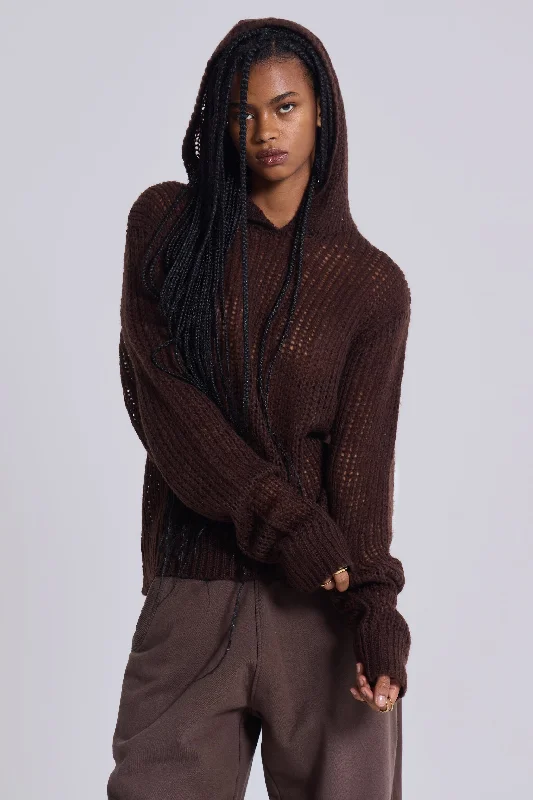 Open Gauge Knit Hoodie Cotton Hoodie Fleece Lining Warmth