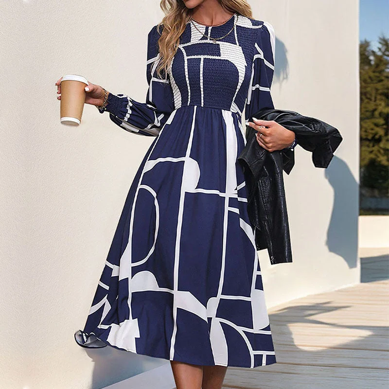 IKEARLAX New Hot Trade New New 2025 Autumn Women's Clothing Collection Long Sleeve Printed Dress Tunics Recommended stylist IKEARLAX New Hot Trade New New 2025 Autumn Women's Clothing Collection Long Sleeve Printed Dress Tunics Recommended stylist