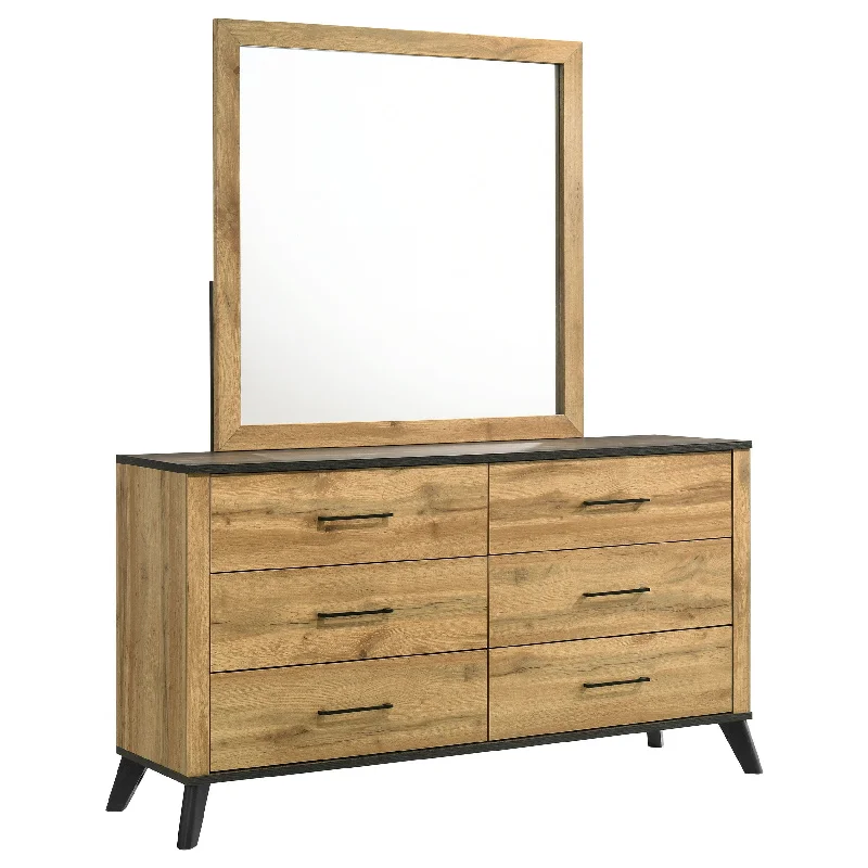 Kaywood - 6-Drawer Dresser And Mirror - Natural Pine Tunics Bridal satin