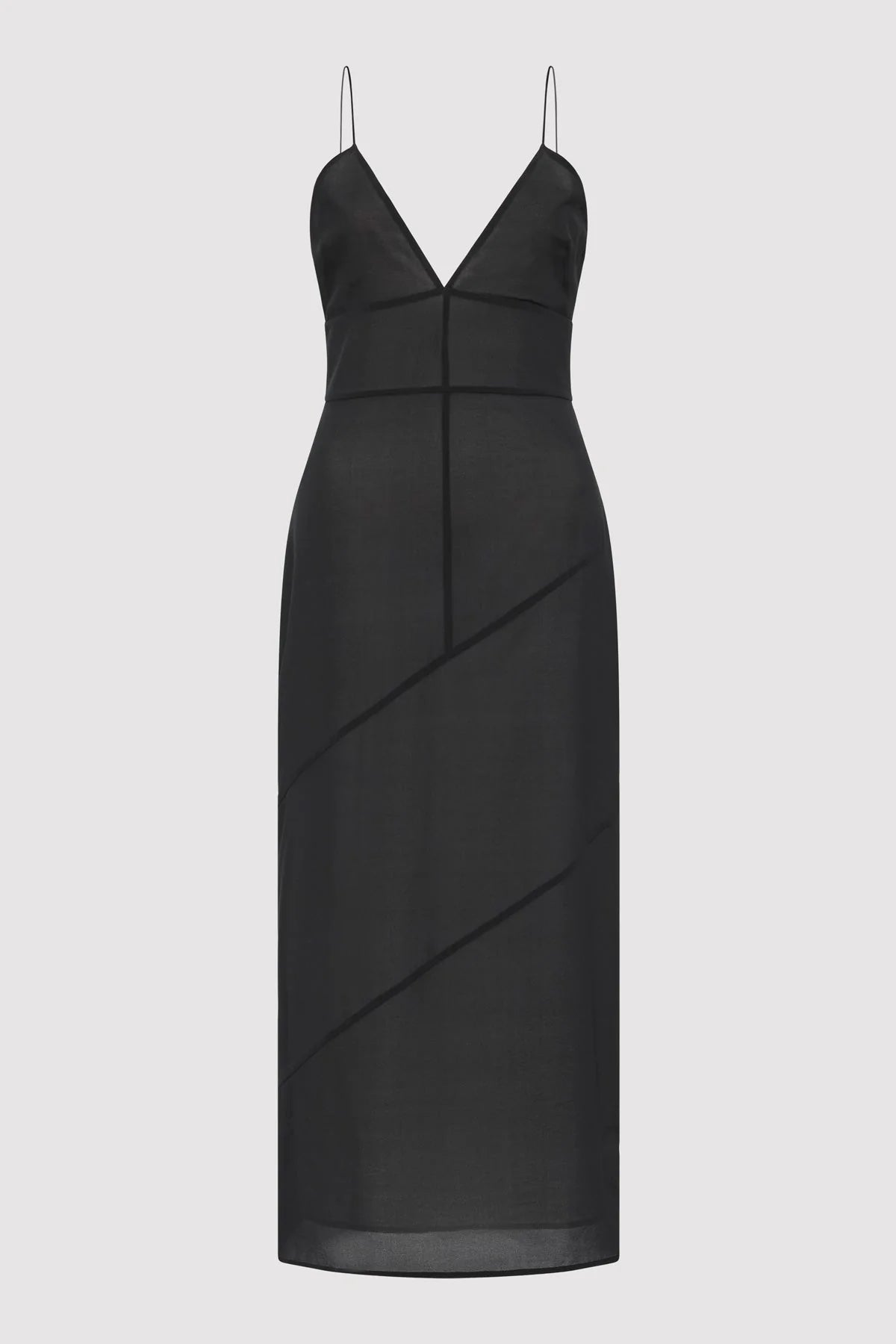 Silk Panelled Slip Dress - Black Tunics Yoga stretchy