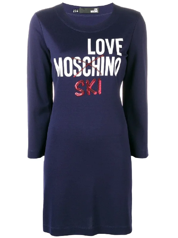 Love Ski sweater-dress Solid Color Striped Floral Print