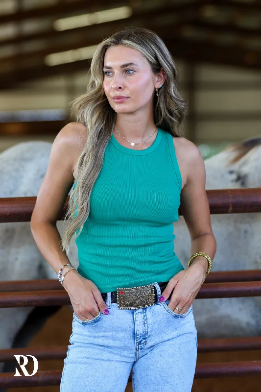 EMERALD RIBBED ALL-IN-ONE TANK | RD ESSENTIALS open back tank