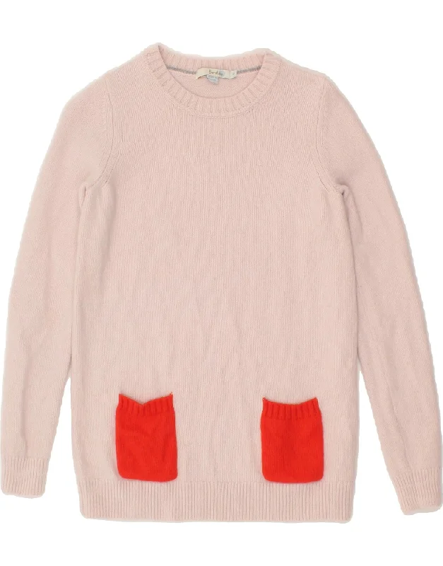 BODEN Womens Boat Neck Jumper Sweater UK 10 Small Pink Wool Fitted Slim Tailored