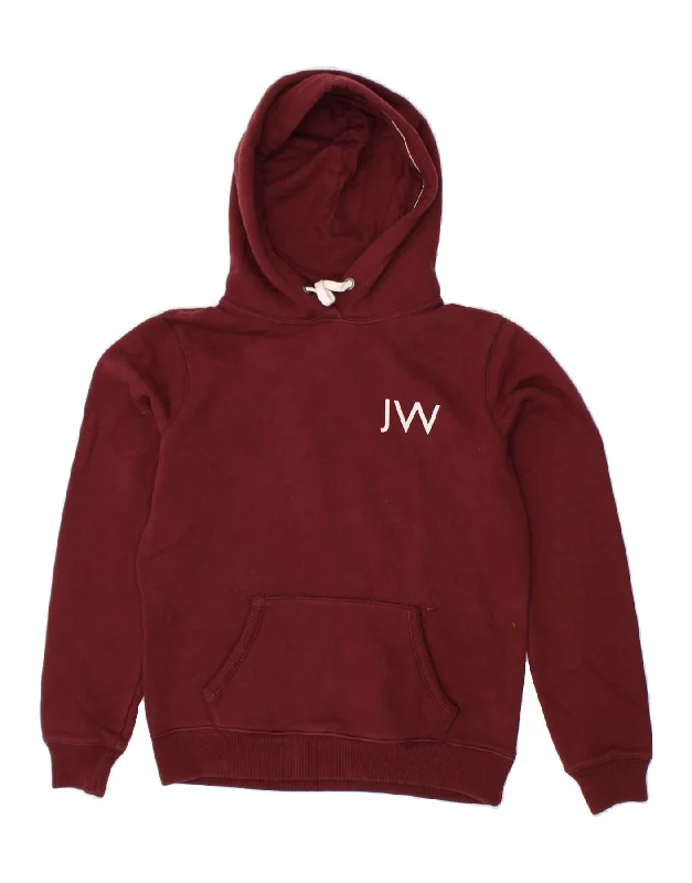 JACK WILLS Womens Graphic Hoodie Jumper UK 12 Medium Maroon Cotton Hoodie with Ribbed Cuffs Snug Fit Comfort