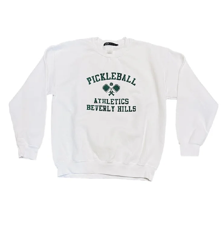 WOMENS PICKLEBALL WHITE SWEATSHIRT Hoodie with Elastic Waist Stretchable Comfortable