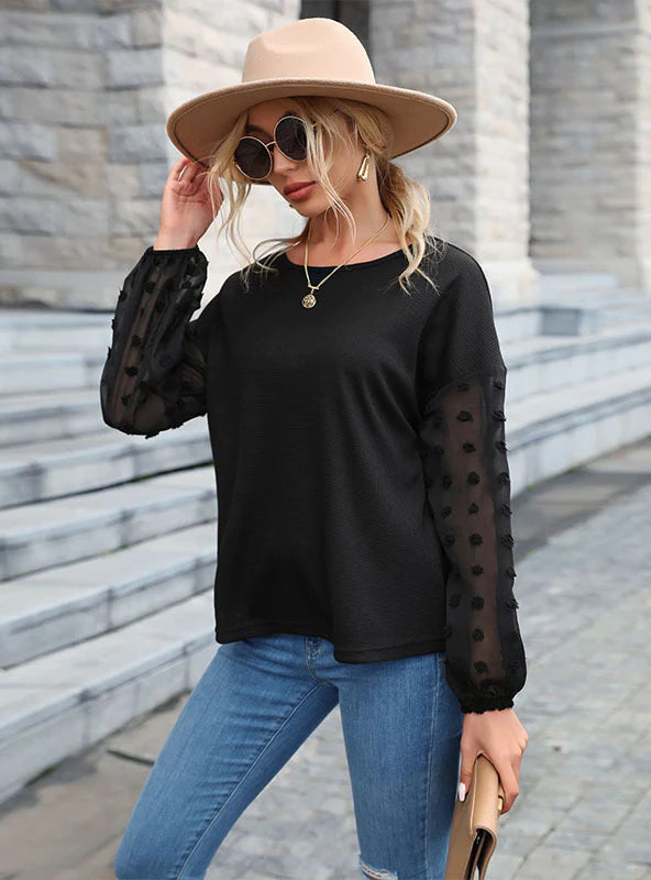 LOOSE THIN STITCHING ROUND NECK SWEATER Welt Pockets Slit Pockets Flap Pockets