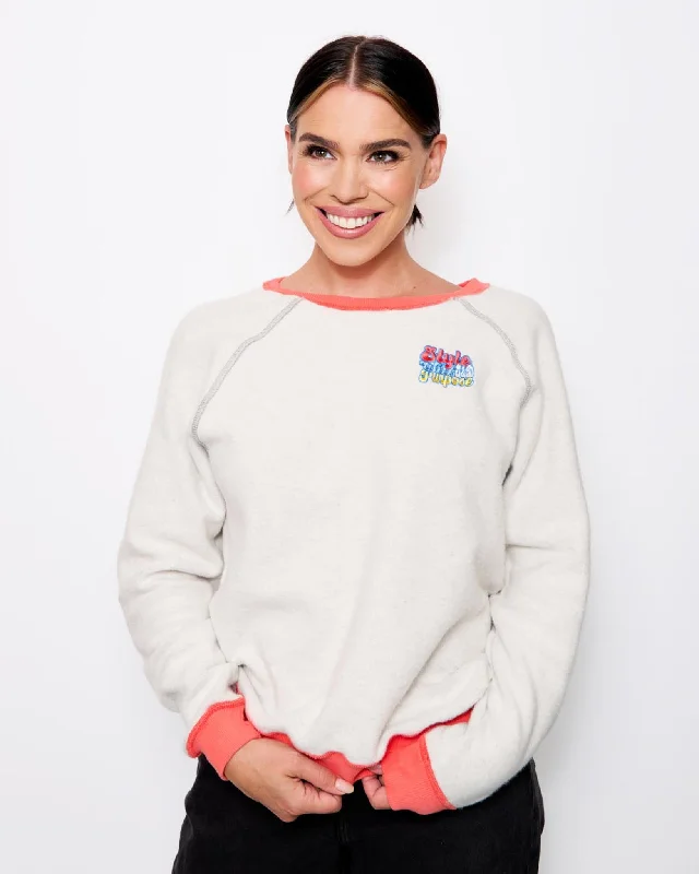 'We've Got Your Back' Pale Grey Sweatshirt Hoodie with Raw Hem Edgy Unfinished