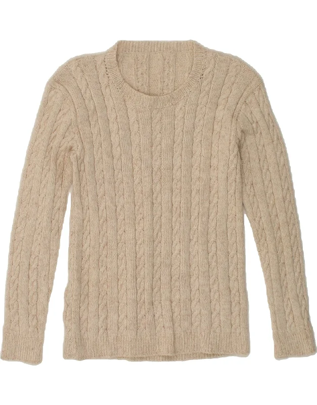 VINTAGE Womens Boat Neck Jumper Sweater UK 10 Small Beige Casual Formal Business