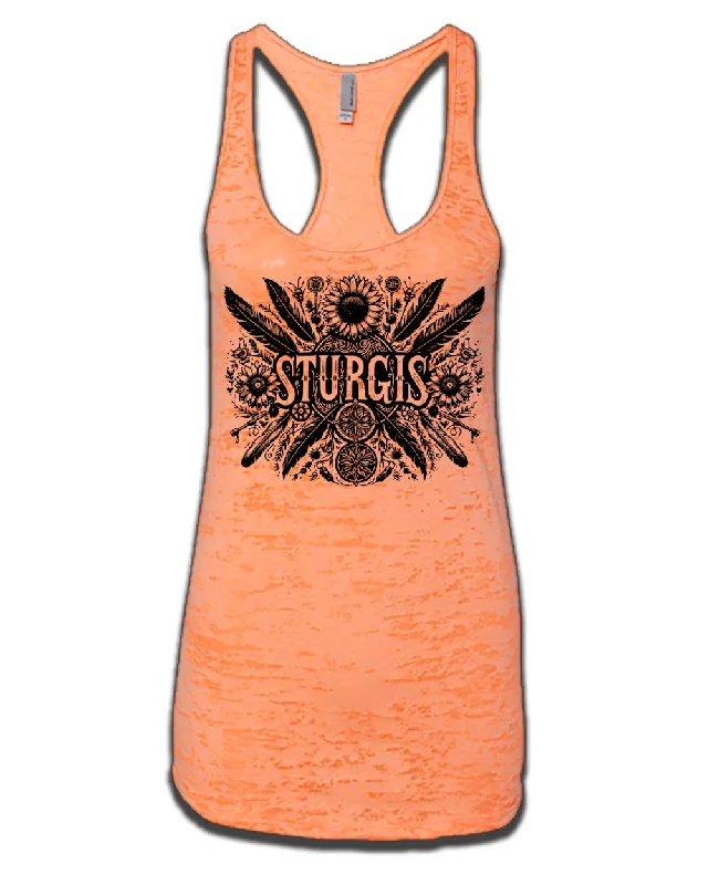 84th Ladies Orange Burnout Tank fashionable tank top