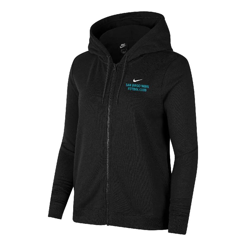 Women's Nike San Diego Wave FC Wordmark and Crest Varsity Fleece Full Zip Hoodie Hoodie Jacket Zipper Layering